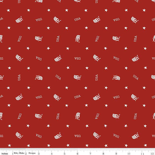 Letters From Home Toss Red - Riley Blake Designs - Stars USA America Patriotic - Quilting Cotton Fabric - C15614-RED
