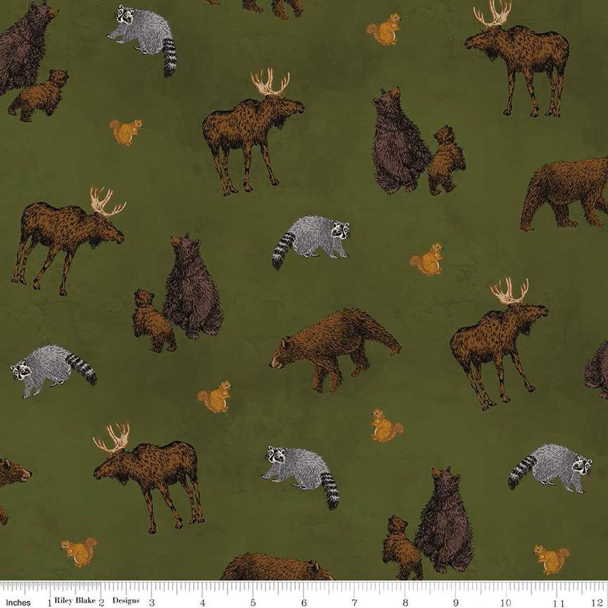Pine Grove Animal Toss Green - C15931-GREEN - Riley Blake Designs - Outdoor Fabric - Cotton Fabric by the yard