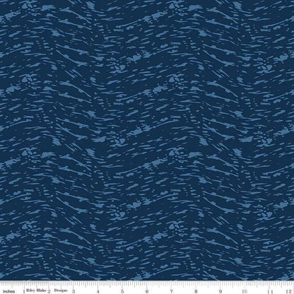 Ocean Oasis Waves Navy - Riley Blake Designs - tone-on-tone water - Cotton Fabric - C15995-NAVY