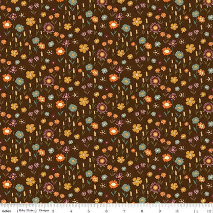 The Awe of Autumn Floral Brown - C16194-Brown - Riley Blake Designs - Fall Fabric - Cotton Fabric by the yard
