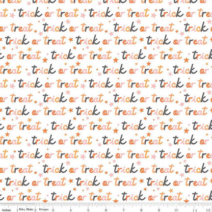Hey Pumpkin Trick or Treat White - Riley Blake Designs - Cotton Fabric by the yard - C16034-WHITE - Halloween Fabric