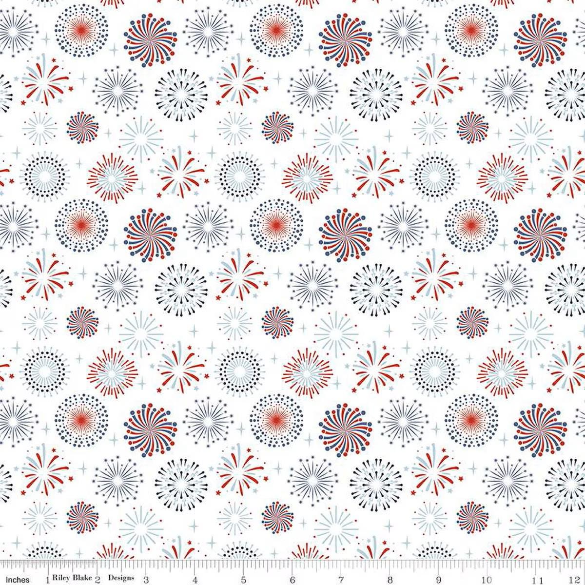 Stars and Stripes Forever Fireworks White - Riley Blake Designs - Quilting Cotton Fabric - C15711-WHITE