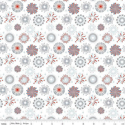 Stars and Stripes Forever Fireworks White - Riley Blake Designs - Quilting Cotton Fabric - C15711-WHITE