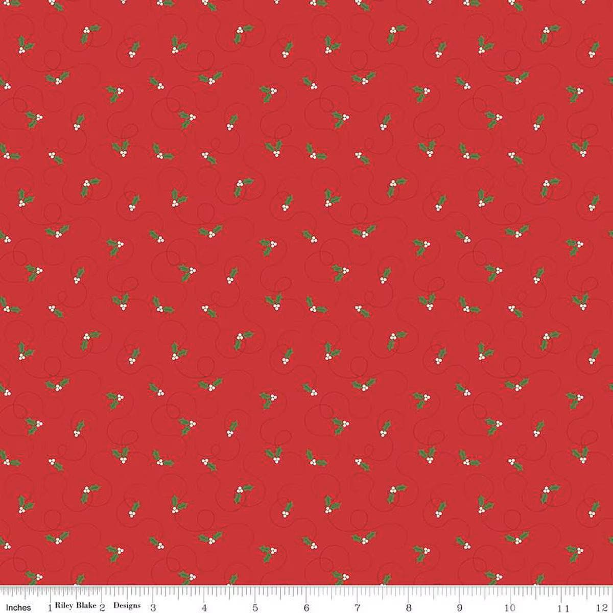 More Christmas Wishes Holly Red - Riley Blake Designs - Quilting Cotton Fabric by the yard - Holiday - C16554-RED