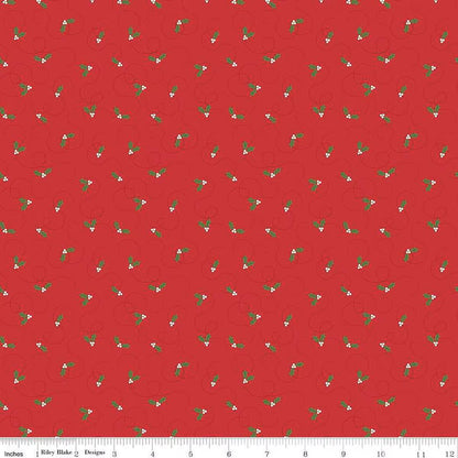 More Christmas Wishes Holly Red - Riley Blake Designs - Quilting Cotton Fabric by the yard - Holiday - C16554-RED