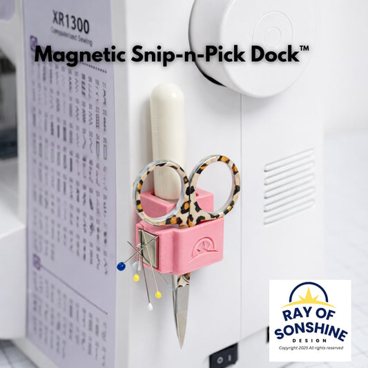 Magnetic Seam Ripper Holder for Sewing Machine | Scissor & Pin Organizer | Snip-n-Pick Dock™ | Sewing Notion