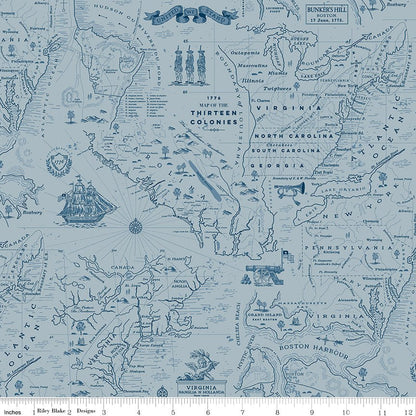 Independence Colonial Map Blue - Ray of Sonshine Design