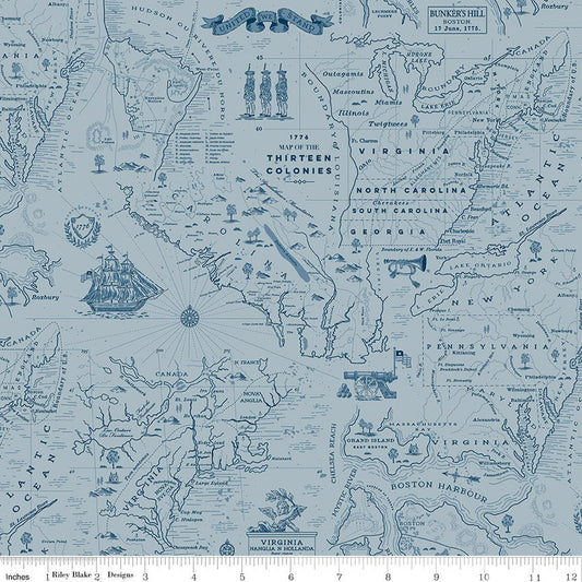 Independence Colonial Map Blue - Ray of Sonshine Design