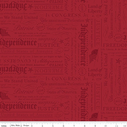 Independence Declaration Cherry Tart Riley Blake Quilting Fabric by the Yard - Ray of Sonshine Design
