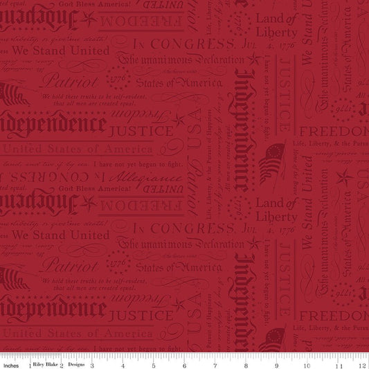 Independence Declaration Cherry Tart Riley Blake Quilting Fabric by the Yard - Ray of Sonshine Design