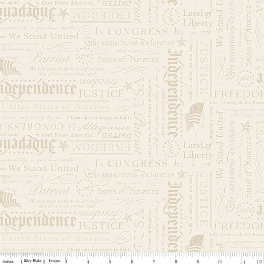 Independence Declaration Riley Blake Quilting Cotton Fabric by the Yard Cream - Ray of Sonshine Design