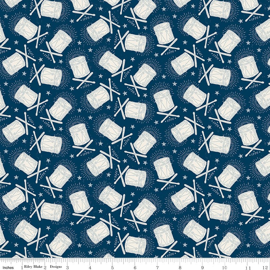 Independence Drums Oxford Riley Blake Quilting Cotton Fabric by the Yard - Ray of Sonshine Design