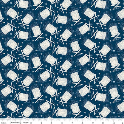 Independence Drums Oxford Riley Blake Quilting Cotton Fabric by the Yard - Ray of Sonshine Design