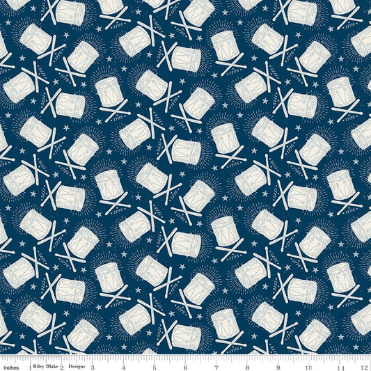 Independence Drums Oxford Riley Blake Quilting Cotton Fabric by the Yard - Ray of Sonshine Design