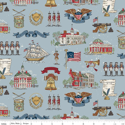 Independence Main Blue Riley Blake Designs Quilting Cotton Fabric by the Yard - Ray of Sonshine Design