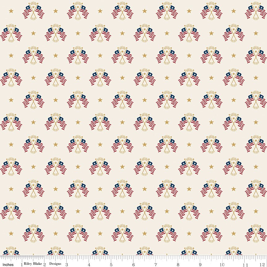 Independence Old Glory Cream Riley Blake Designs Quilting Cotton Fabric by the Yard - Ray of Sonshine Design