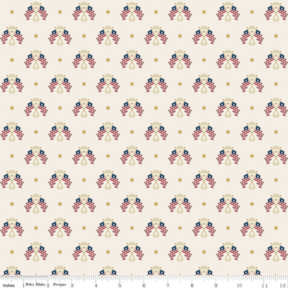Independence Old Glory Cream Riley Blake Designs Quilting Cotton Fabric by the Yard - Ray of Sonshine Design