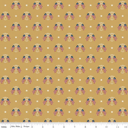 Independence Old Glory Gold Riley Blake Quilting Fabric by the Yard - Ray of Sonshine Design