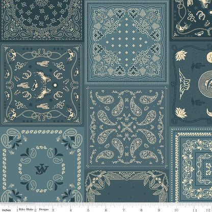 John Wayne American West Bandana Denim – Riley Blake Quilting Cotton Fabric by the Yard - Ray of Sonshine Design