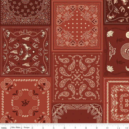 John Wayne American West Bandana Fabric, Red Quilting Cotton by Riley Blake (C16623 - RED) - Ray of Sonshine Design