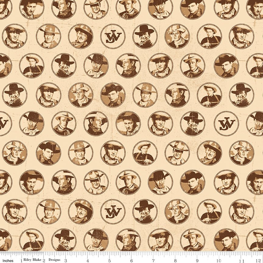 John Wayne American West Circles Cream Quilting Fabric by Riley Blake (C16622 - CREAM) - Ray of Sonshine Design