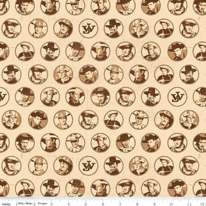 John Wayne American West Circles Cream Quilting Fabric by Riley Blake (C16622 - CREAM) - Ray of Sonshine Design