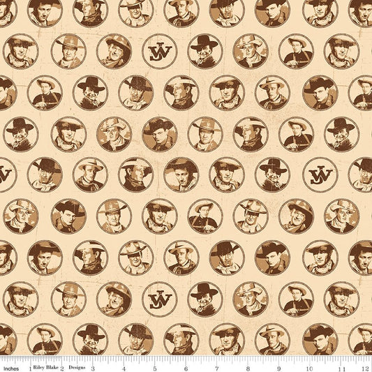 John Wayne American West Circles Cream Quilting Fabric by Riley Blake (C16622 - CREAM) - Ray of Sonshine Design
