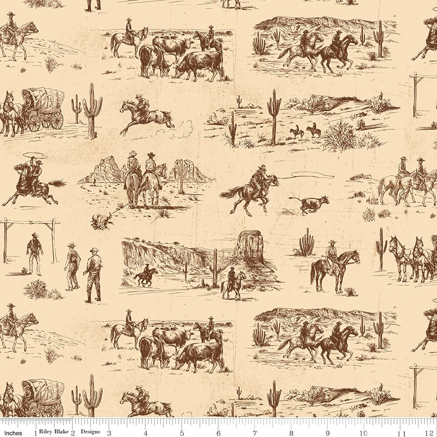 John Wayne American West Main Cream – Riley Blake Quilting Cotton by the Yard - Ray of Sonshine Design