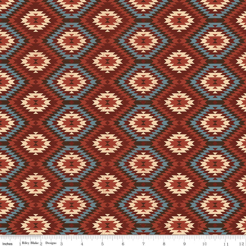 John Wayne American West Southwest Geometric Red - Riley Blake Quilting Cotton by the Yard (C16621 - RED) - Ray of Sonshine Design