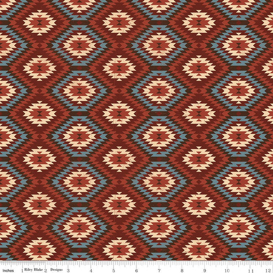 John Wayne American West Southwest Geometric Red - Riley Blake Quilting Cotton by the Yard (C16621 - RED) - Ray of Sonshine Design