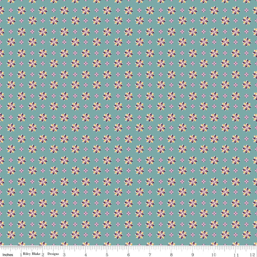 Juju's Petals Calico Teal - Ray of Sonshine Design