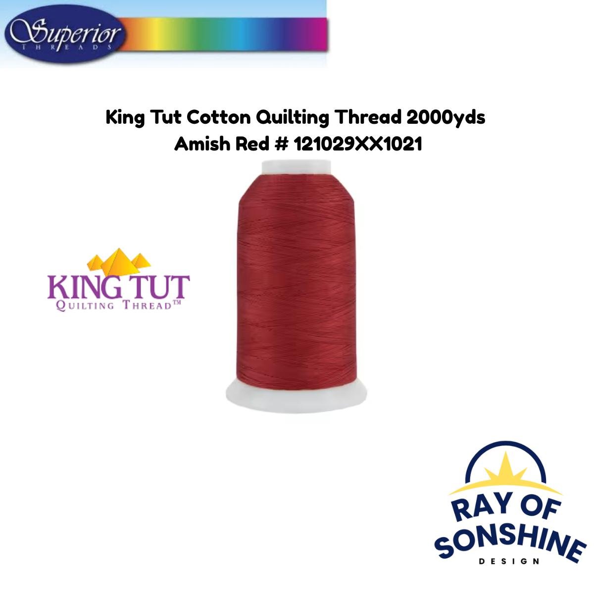 King Tut Cotton Quilting Thread 3 - ply 40wt 2000yds - Amish Red 121029XX1021 - Longarm Thread - Ray of Sonshine Design