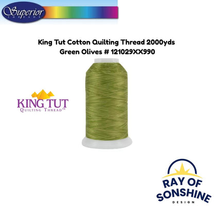King Tut Cotton Quilting Thread 3 - ply 40wt 2000yds - Green Olives 121029XX990 - Longarm Thread - Ray of Sonshine Design