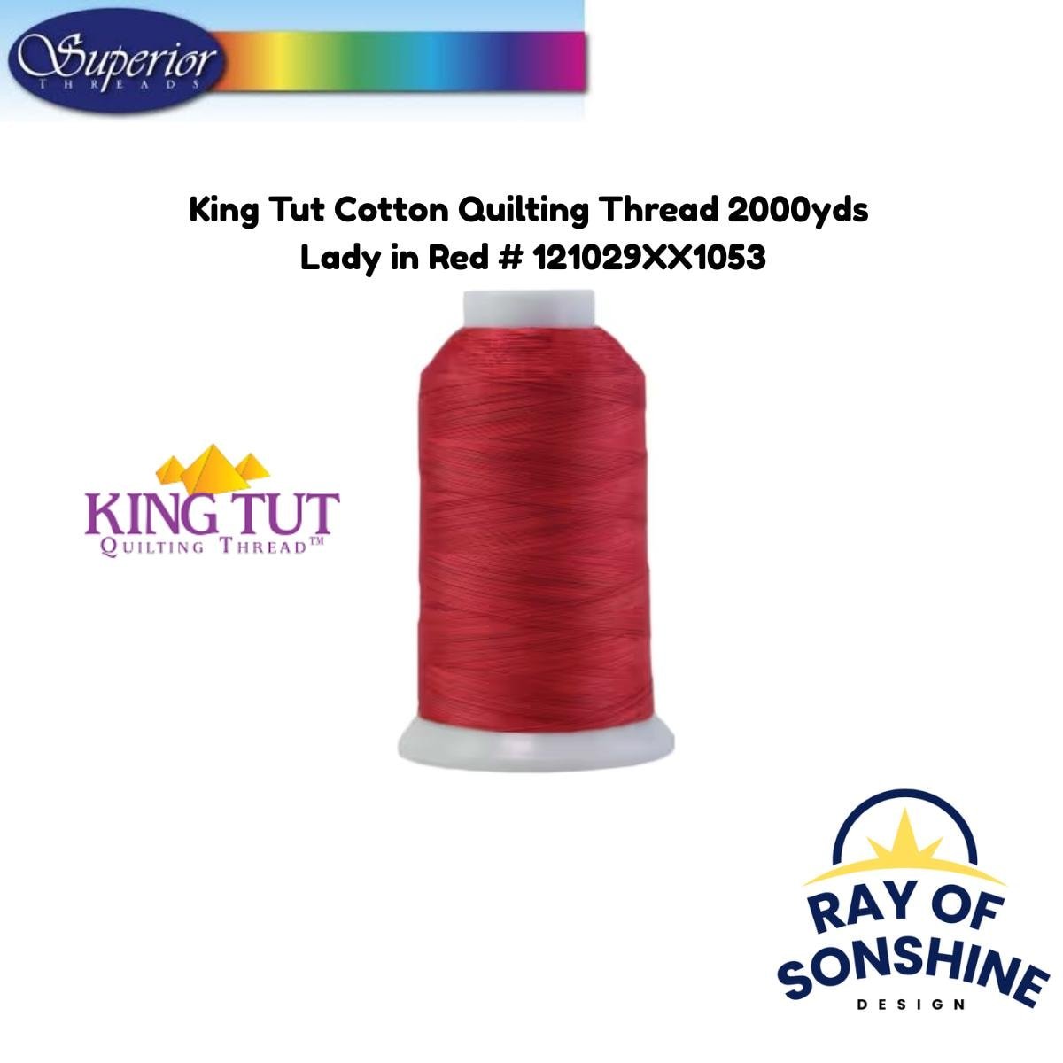King Tut Cotton Quilting Thread 3 - ply 40wt 2000yds - Lady in Red 121029XX1053 - Longarm Thread - Ray of Sonshine Design