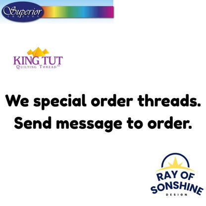 King Tut Cotton Quilting Thread 3 - ply 40wt 2000yds - Sphinx 121029XX996 - Longarm Thread - Ray of Sonshine Design