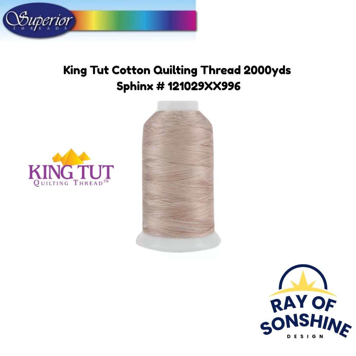 King Tut Cotton Quilting Thread 3 - ply 40wt 2000yds - Sphinx 121029XX996 - Longarm Thread - Ray of Sonshine Design