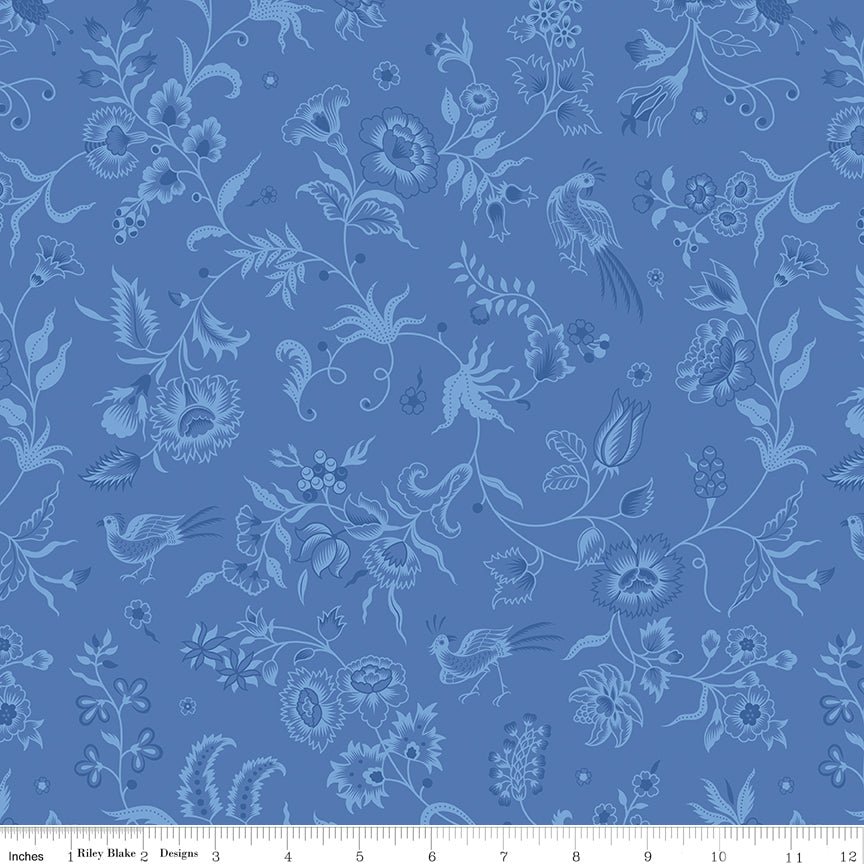 Kipling Gardens Haviland Blueberry - Lily Ashbury Riley Blake Fabric by the Yard Wide Back - Ray of Sonshine Design
