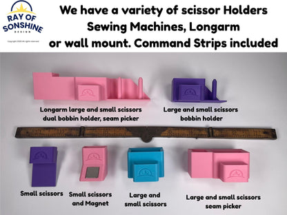 Large and Small Scissor Holder with Seam Picker for Sewing Machine, Quilt Machines or just hang on the wall or anywhere - Ray of Sonshine Design