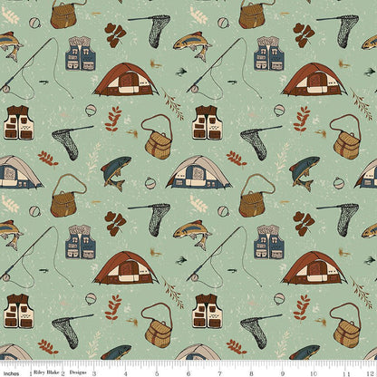 Let’s Wander Gone Fishing Sage – Riley Blake Quilting Cotton - Ray of Sonshine Design