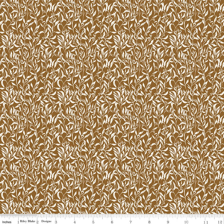 Let’s Wander Leaflets Brown – Riley Blake Quilting Cotton - Ray of Sonshine Design