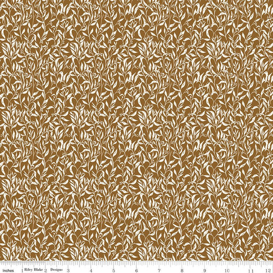Let’s Wander Leaflets Brown – Riley Blake Quilting Cotton - Ray of Sonshine Design