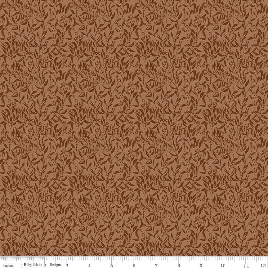 Let's Wander Leaflets Rust | Riley Blake Quilting Cotton Fabric - Ray of Sonshine Design