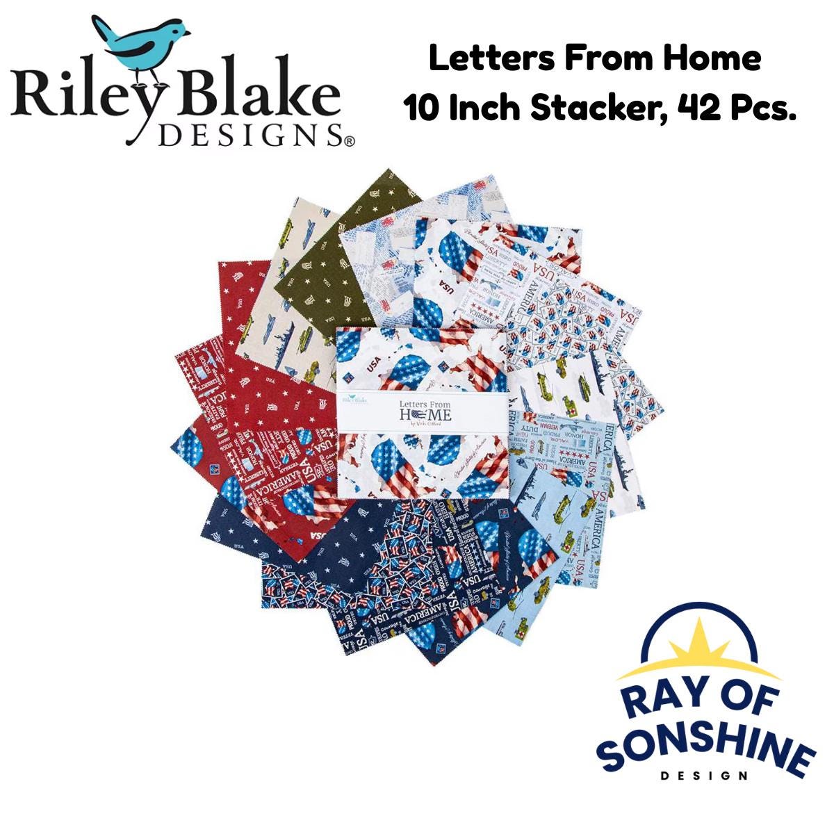 Letters From Home 10 Inch Stacker, 42 Pcs. - Riley Blake - 10 - 15610 - 42 - Layer Cake - Ray of Sonshine Design