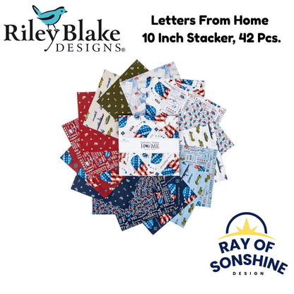 Letters From Home 10 Inch Stacker, 42 Pcs. - Riley Blake - 10 - 15610 - 42 - Layer Cake - Ray of Sonshine Design