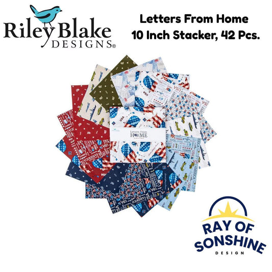 Letters From Home 10 Inch Stacker, 42 Pcs. - Riley Blake - 10 - 15610 - 42 - Layer Cake - Ray of Sonshine Design
