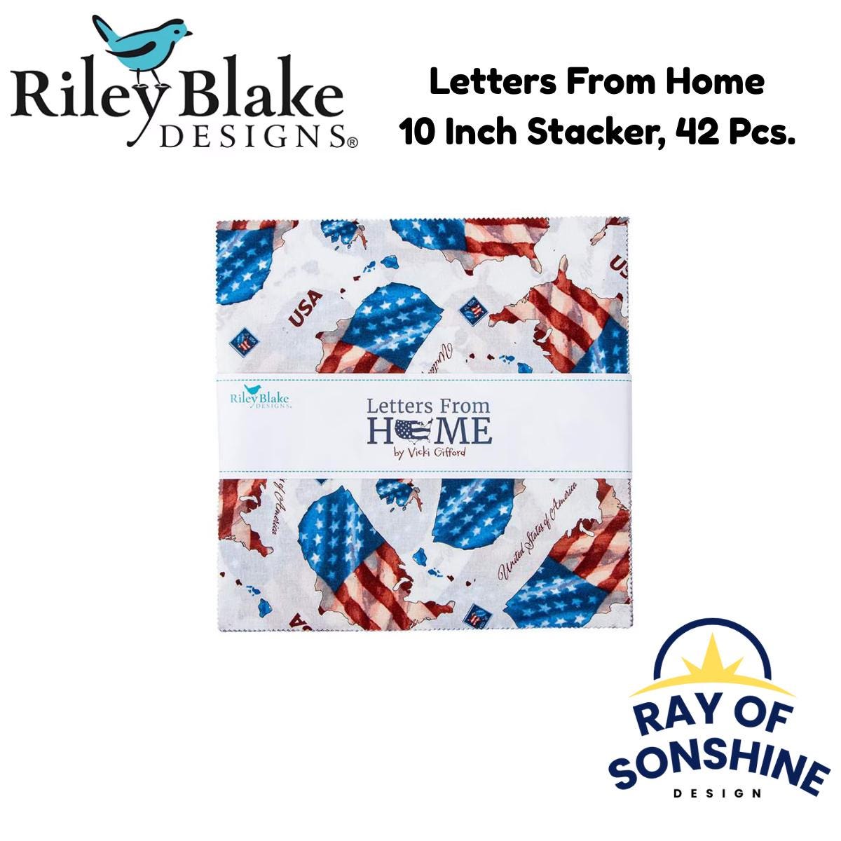 Letters From Home 10 Inch Stacker, 42 Pcs. - Riley Blake - 10 - 15610 - 42 - Layer Cake - Ray of Sonshine Design