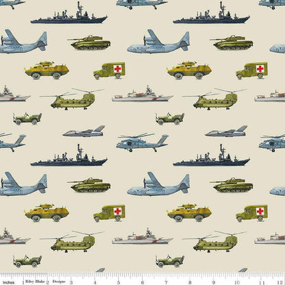 Letters From Home Transport Khaki - Riley Blake Designs - Military - Quilting Cotton Fabric - C15612 - KHAKI - Ray of Sonshine Design