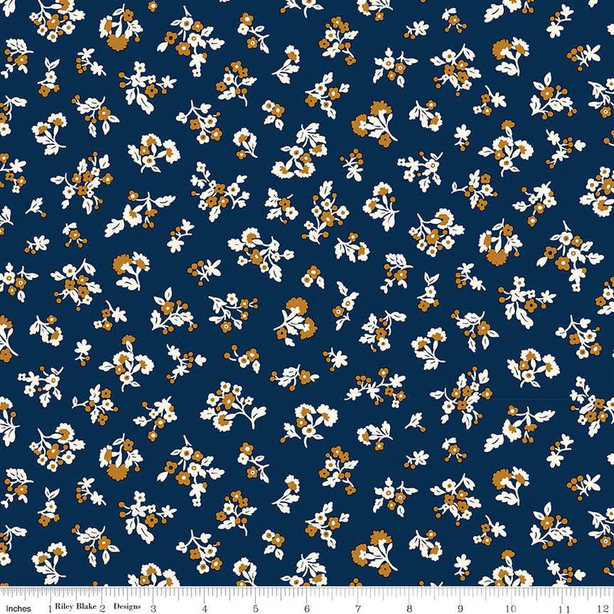 Liberty Denim Florals Tumbling Blooms A - Liberty of London for Riley Blake - Fabric by the Yard - 01667403A - Ray of Sonshine Design