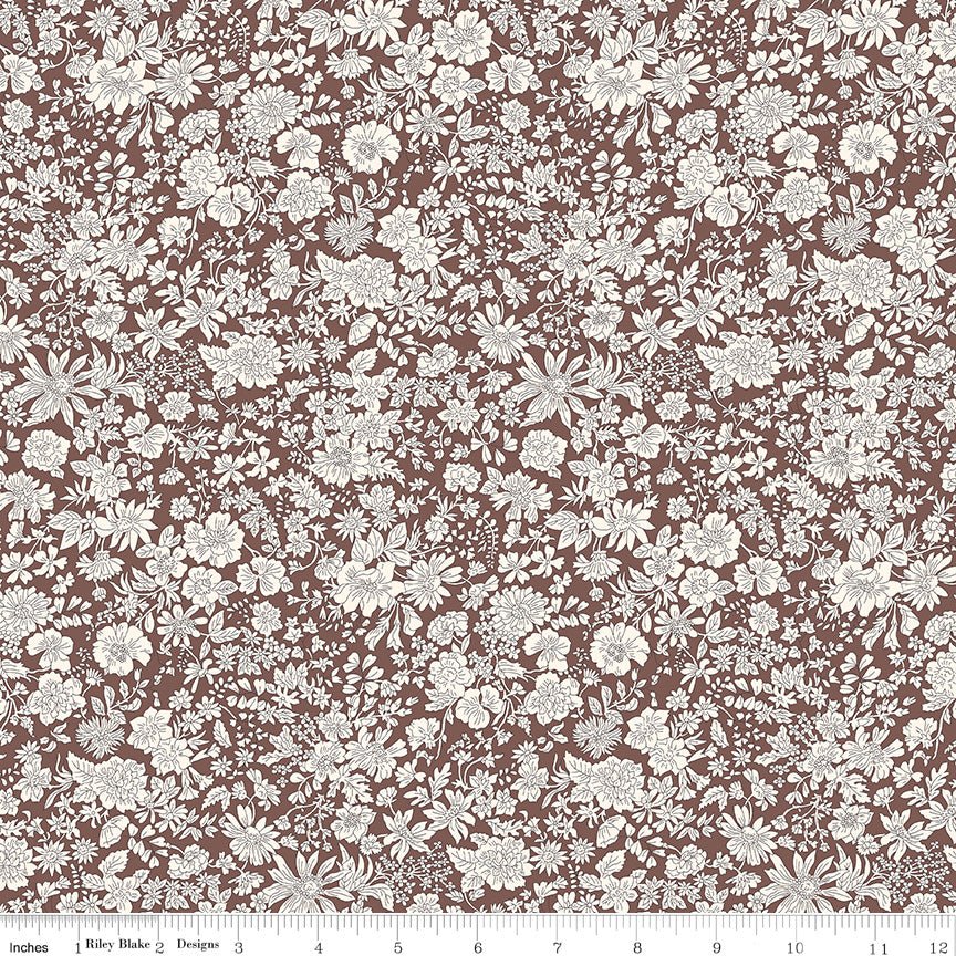 Liberty Emily Belle Chocolate Fabric by the Yard or Fat Quarter - Riley Blake Designs - Ray of Sonshine Design