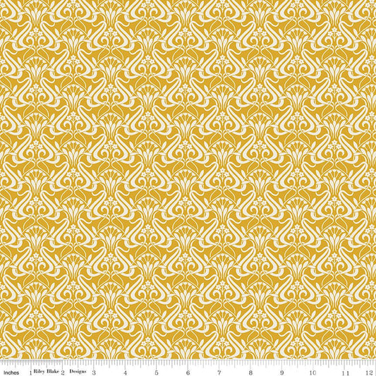 Liberty Fabrics Nouveau Shadow Golden Sunshine – Art Nouveau Floral Lasenby Cotton Yardage - Ray of Sonshine Design